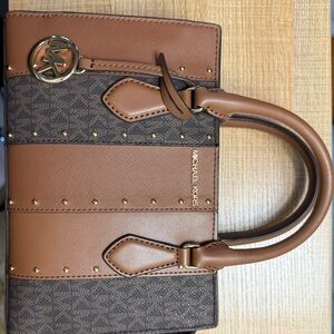 Michael Kors Sheila Small Studded Patchwork Satchel